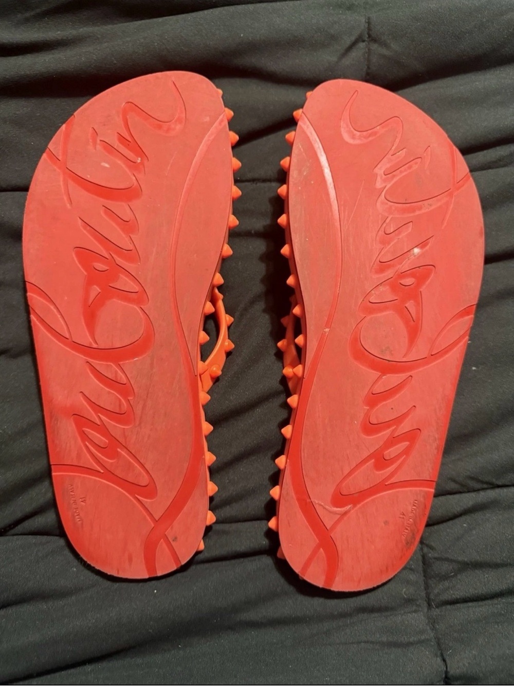 Christian Louboutin Orange Spike Rubber Flip-Flop - Picture 5 of 6